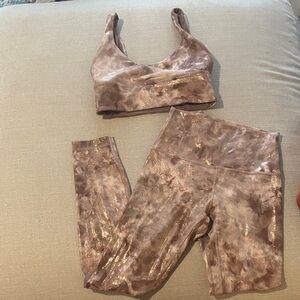 lululemon athletica Shimmery Taupe Tie-Dye Sports Bra & Leggings Set